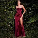 Christmas Party Dress Sexy Spaghetti Strap High Waist Split Long Gown Available in 9 Colors Whol