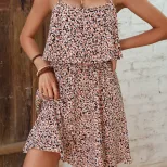 Floral Print V Neck Backless Maxi Dress Slim Fit Sleeveless Lightweight Fabric Summer Casual Wea