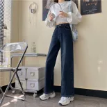 2022秋冬新款显瘦时尚高腰直筒牛仔裤子女小个子韩版宽松老爹裤