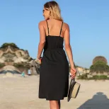 Summer Womens Dress Backless Solid Color Asymmetrical Design Casual or Evening Wear Wholesale Av