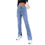 High Waisted Denim Trousers Fashionable Casual Versatile Spring Summer Womens Apparel Wholesale