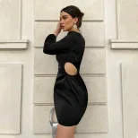 Womens Satin Bodycon Dress Sexy Hollow Out Design Spring Summer Style Perfect for Parties and Ga