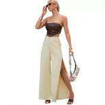 High Waisted Wide Leg Jeans Sexy Split Design Trendy Style Slim Fit Casual Wear for Women Wholes
