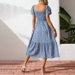 Bohemian Floral Maxi Dress for Women Elegant Summer Beachwear Available in Blue Wholesale Sizes S to XL