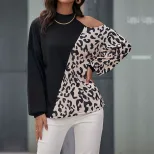 Casual Womens Long Sleeve Hollow Out Cold Shoulder T Shirt Half High Neck Lightweight Fabric Sty