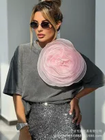 Womens Vintage Style Short Sleeve Cotton T Shirt Washed Wax Dyed Faded Look Streetwear Summer Ca