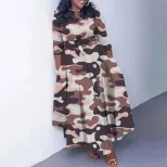 Plus Size African Print Midi Dress Stylish Tie Design Elegant Floral Pattern Spring Fashion Whol
