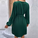Womens Long Sleeve Solid Color Dress Elegant Design Versatile for Spring and Autumn Wholesale Av
