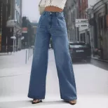 High Waisted Wide Leg Jeans Slim Fit Stylish Design Comfortable Fabric Casual Wear for Women Who