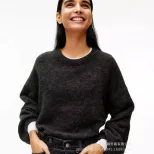 Womens Oversized Gray Pullover Sweater Soft Cashmere Blend Cozy Thick Knit Autumn Winter Casual