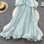 Light Blue Ruffled Hem Sleeveless Maxi Dress for Women Summer Casual Wear Available in S M L Wholesale