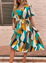 Floral Print Maxi Dress Short Sleeve Tie Detail Elegant Design Perfect for Summer Events Wholesa