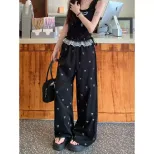 Summer Womens Casual Pants Lace Trim Bow Detail Loose Fit Wide Leg Perfect for Everyday Wear Wholesale Available
