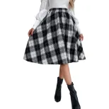High Waisted A Line Plaid Skirt Fashionable Versatile Elegant Perfect for Casual or Office Wear