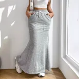 Casual A Line Midi Skirt Simple Design Versatile Style Spring Summer Wear Wholesale Available