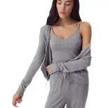 Womens Soft Modal 3 Piece Set Casual Cardigan Tapered Pants and Cami Top Autumn Winter Fashion W