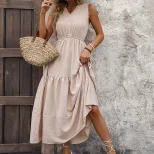 Summer Casual Dress Elegant Solid Color Slim Fit Suitable for Various Occasions Wholesale Availa
