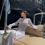 Long Sleeve Backless Dress Round Neck Beachwear Summer Style Sexy Design Wholesale Available