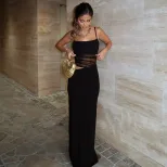 Womens Sleeveless Bodycon Dress Stylish Solid Color Sexy Backless Design Perfect for Winter Part