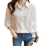 Womens French Style Long Sleeve White Shirt Unique Design Summer Fashion UV Protection Wholesale