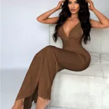 Summer Womens Bodycon Maxi Dress Solid Color Knitted Backless High Waist Slim Fit Casual or Part