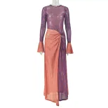 Slim Fit Womens Dress Lightweight Comfortable Sheer Irregular Hem Side Slit Casual or Evening We