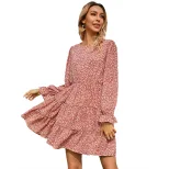 Womens Floral Midi Dress Slim Fit Ruffle Hem Long Sleeve Autumn Winter Fashion Wholesale Availab