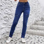 Skinny Denim Pants Stretchy Slim Fit Ankle Length Casual Wear for Women Ready to Ship factory di