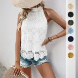 Elegant Lace Halter Top Summer Casual Style Vacation Wear Wholesale Available customizable fast