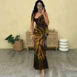 Vintage Inspired Womens Dress Sheer Mesh Slim Fit Backless Floral Print Elegant Style Perfect fo