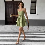 Elegant Summer Dress Ruffle Design Sleeveless Short Length Perfect for Casual Outings or Parties