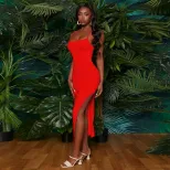 Fashionable Womens Vacation Dress Sleeveless Backless Split Design Elegant Summer Style Wholesal