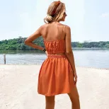 Casual A Line Dress Sexy Hollow Design Waist Defining Simple Style Perfect for Summer Outings Wh