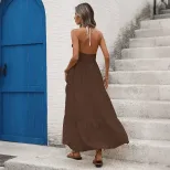 Shell Decorated Backless Cake Dress Beach Vacation Style Lightweight Fabric Summer Wear Wholesal