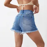 High Waisted Denim Shorts Loose Fit Casual Style Fashionable Design Summer Wear for Women Wholes