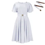 Plus Size Womens Dress Fashionable Puff Sleeve High Waist Flared Skirt Summer Occasion Wholesale