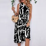 One Shoulder Dress Letter Print Casual Style Summer Fashion Wholesale Available fast shipping
