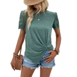 Womens Short Sleeve T Shirt Solid Color Casual Style Comfortable Fabric Summer Wear Wholesale Av