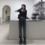 速卖通牛仔裤女2023春季新款韩版高腰显瘦百搭阔腿绑带辣妹直筒裤