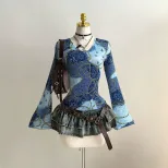 Slim Fit Floral Print V Neck Long Sleeve Dress Bell Sleeve Sexy Style Perfect for Parties Ready