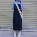 牛仔背带裙韩版宽松女跨境中长款春秋款百搭纯色春夏牛仔连衣裙子