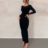 Elegant Backless Evening Dress Sexy Long Silhouette European and American Style Perfect for Part