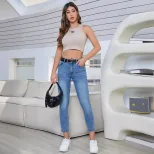 Womens Slim Fit Denim Pants Casual Versatile Trendy Perfect for Everyday Wear Wholesale Availabl