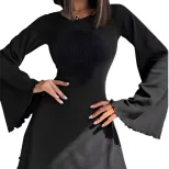 Bell Sleeve Mini Dress Sexy Tie Detail Spring Summer European and American Style Wholesale Avail