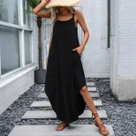 Casual Loose Solid Color Dress Sexy Comfortable Vacation Style Perfect for Summer Getaways Whole