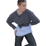 Womens Long Sleeve T Shirt Solid Color Oversized Fit 100 Cotton Casual Everyday Wear Wholesale A