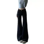 Black High Waist Flared Jeans for Women Stretchy Slim Fit Casual Spring Autumn Wear