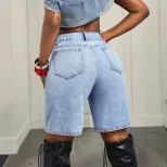 Womens Denim Shorts Casual Style Blue Color Available in S to XL Wholesale Supply factory direct private label