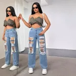 Fashionable Ripped Denim Jeans for Women Casual Style Trendy Design Comfortable Fit Available fo
