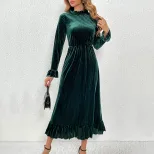 Elegant Velvet A Line Long Dress Waist Defining Slimming Fit Comfortable Fabric Perfect for Part
